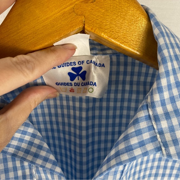 Vintage Girl Guides of Canada Blue Gingham Uniform Shirt Size 10 - Picture 3 of 5